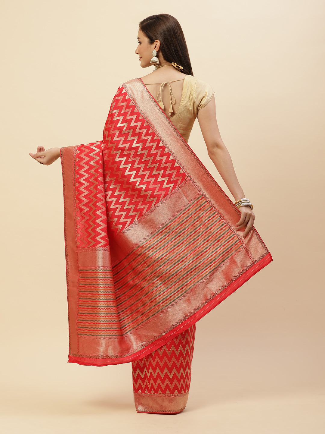 Zig Zag Banarasi Embroidered Saree