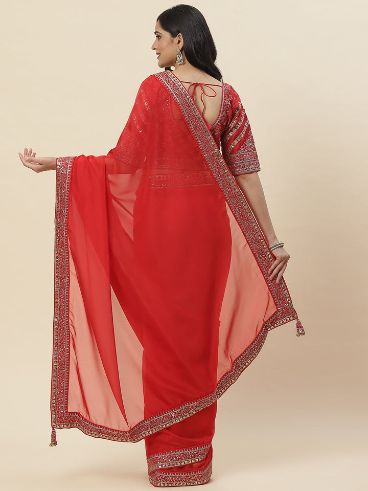 Embroidered Organza Saree