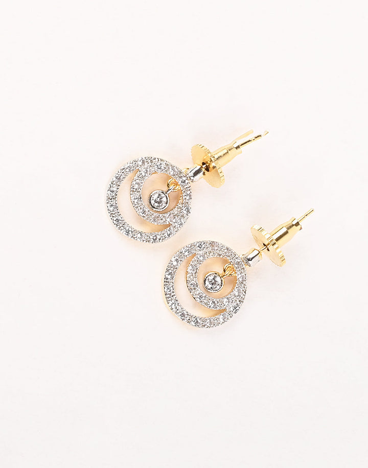 Gold Plated Earring Embellished With Diamond Stone