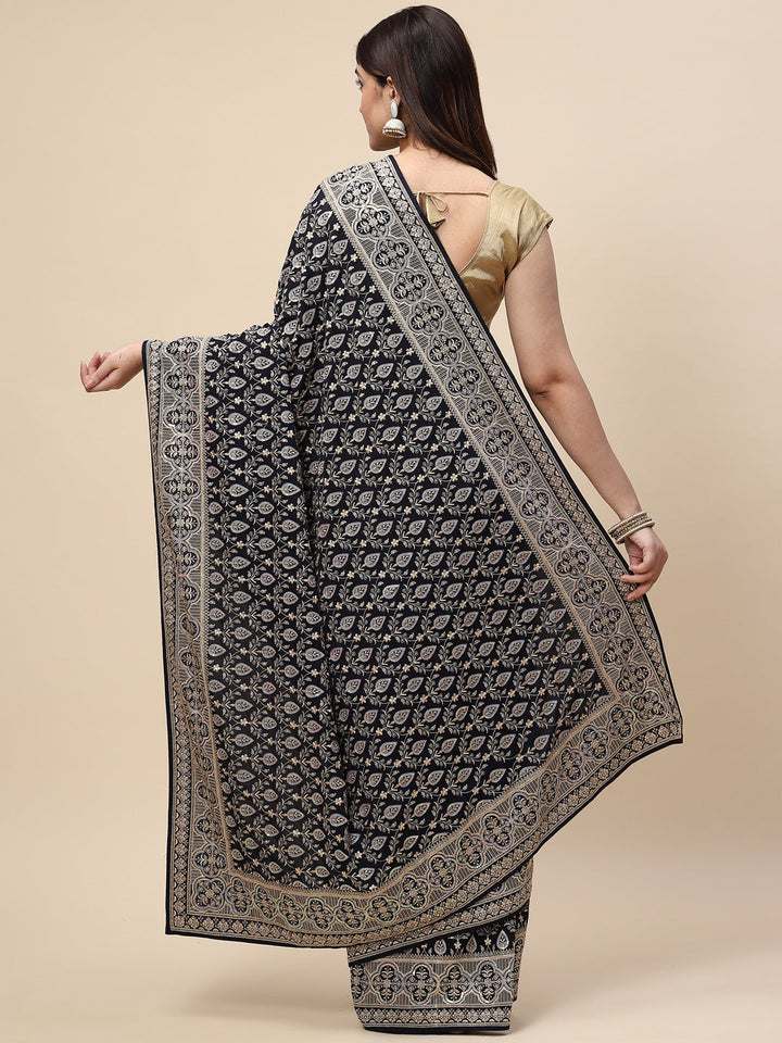Sequin Embroidered Crepe Saree