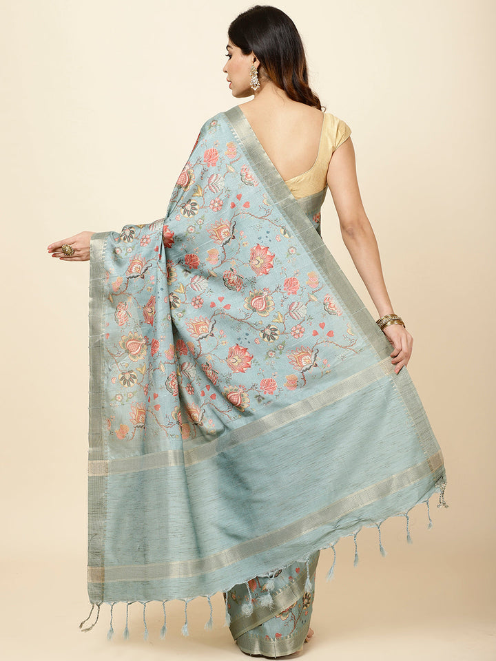 Digital Printed Tussar Saree