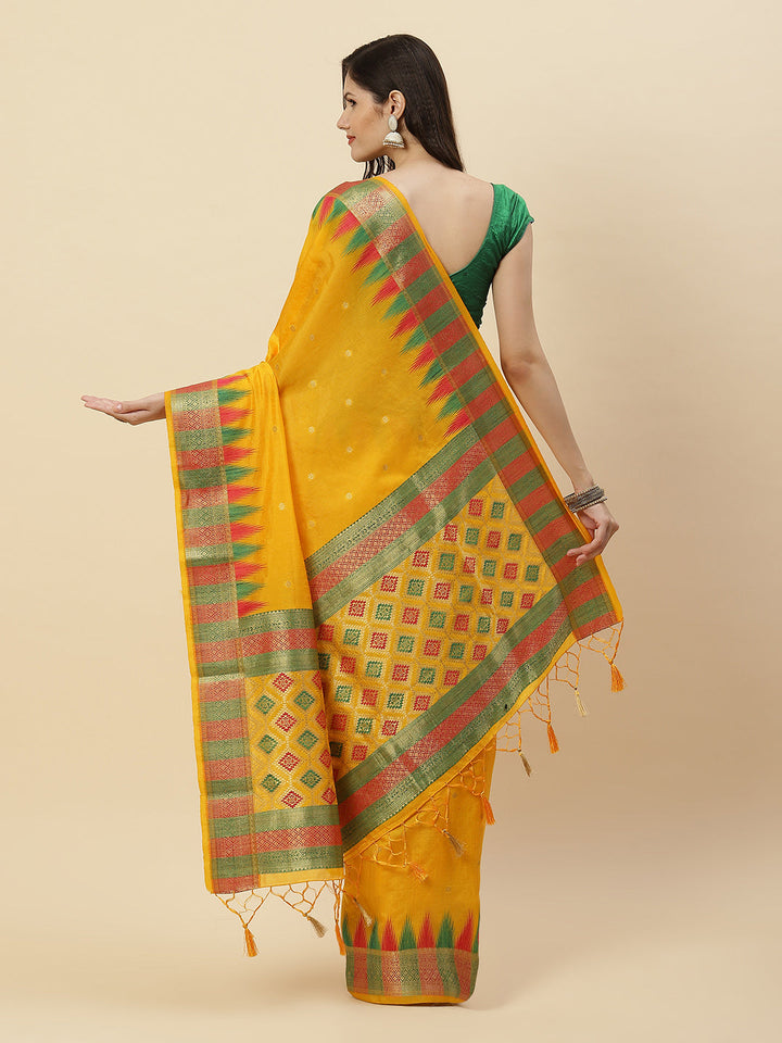 Plain Zari Border Handloom Woven Saree