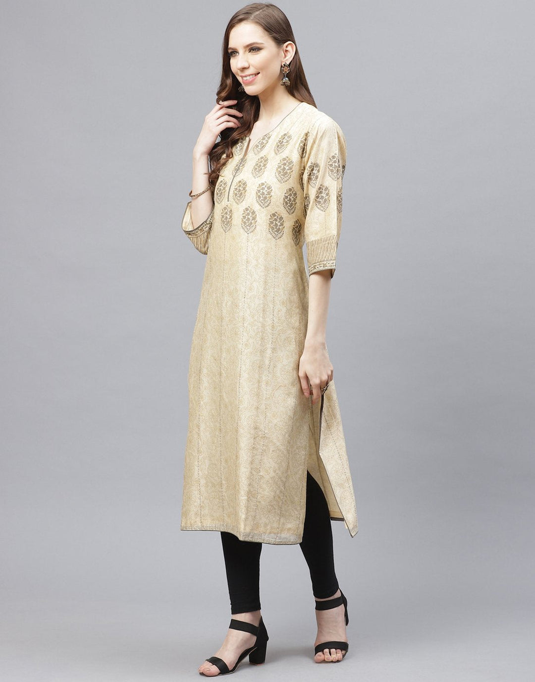 Beige Chanderi Kurta