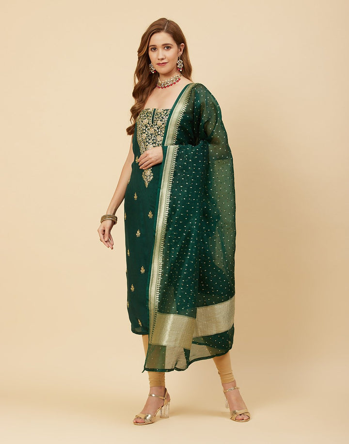 Embroidered Organza Suit Piece With Crepe Dupatta