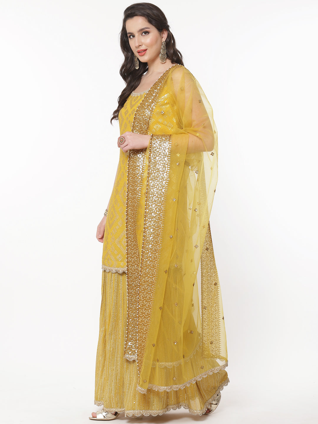 Sequence Work Georgette Stitched Salwar Kameez With Net Dupatta