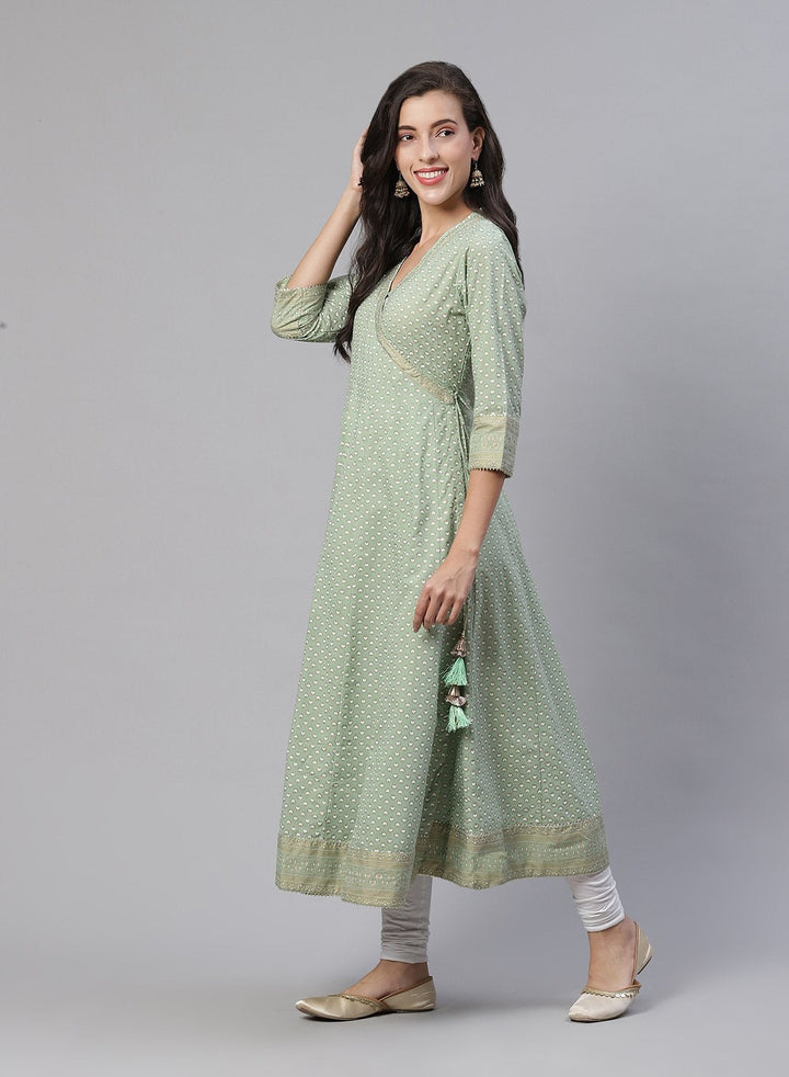 Cotton Printed Angrakha Kurti
