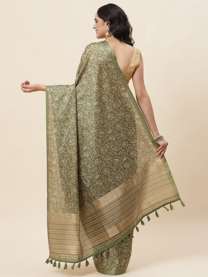 Printed Tussar Saree