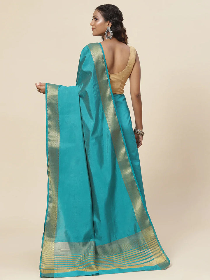 Plain Zari Border Handloom Woven Saree