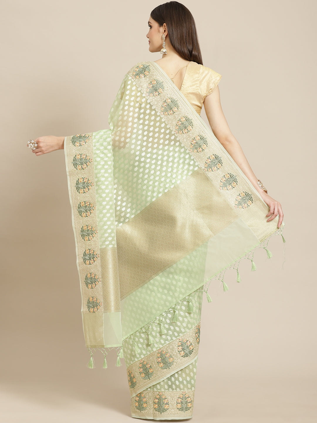 Resham Border Cotton Embroidered Saree