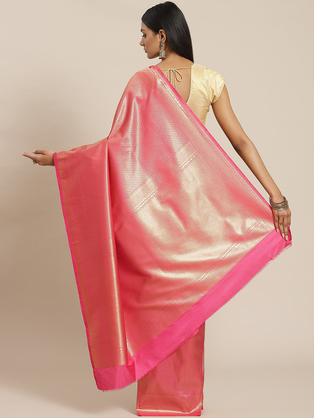 Brocade Zari Booti Art Handloom Woven Saree