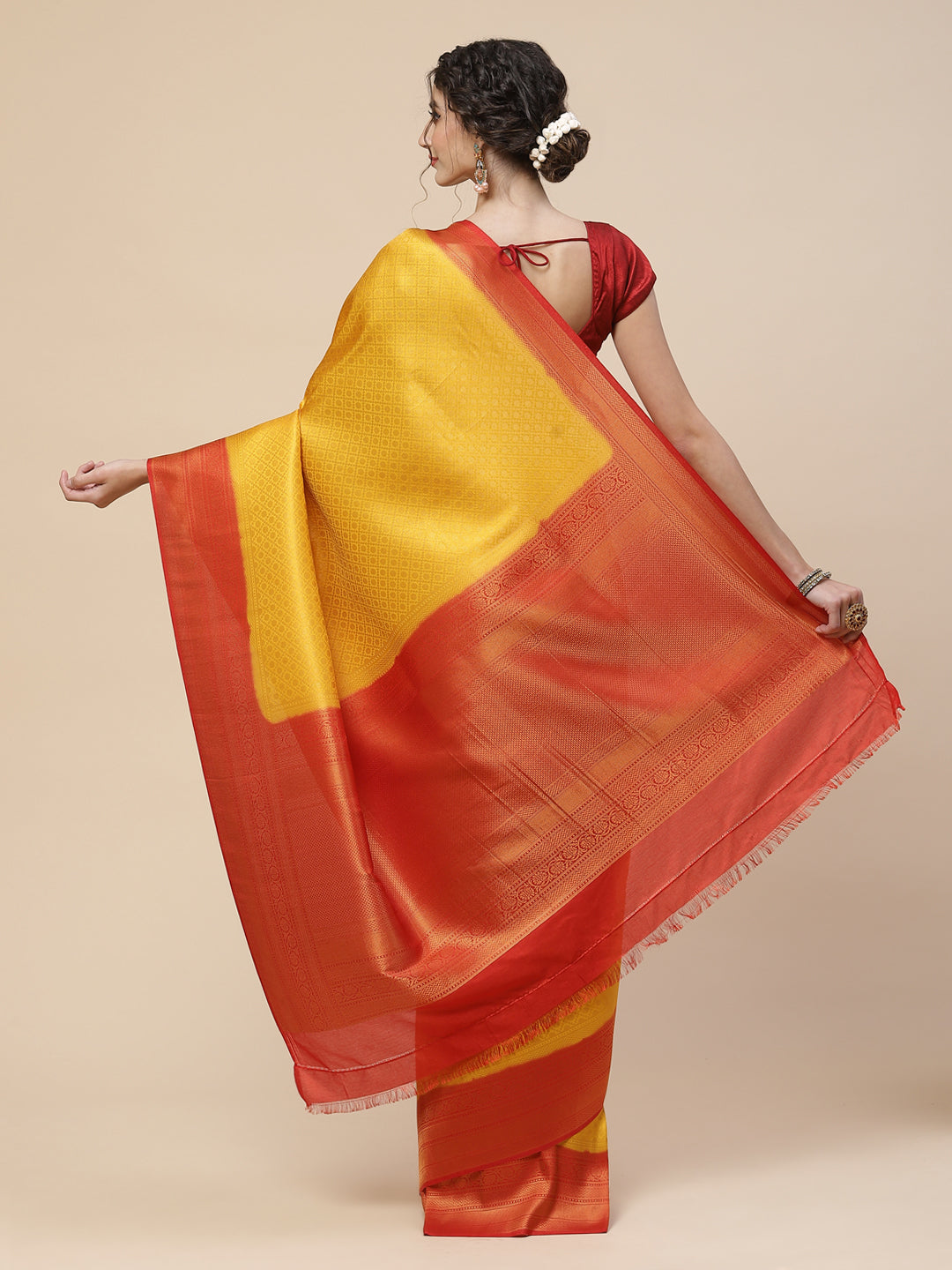 Brocade Zari Jaal Art Handloom Woven Saree