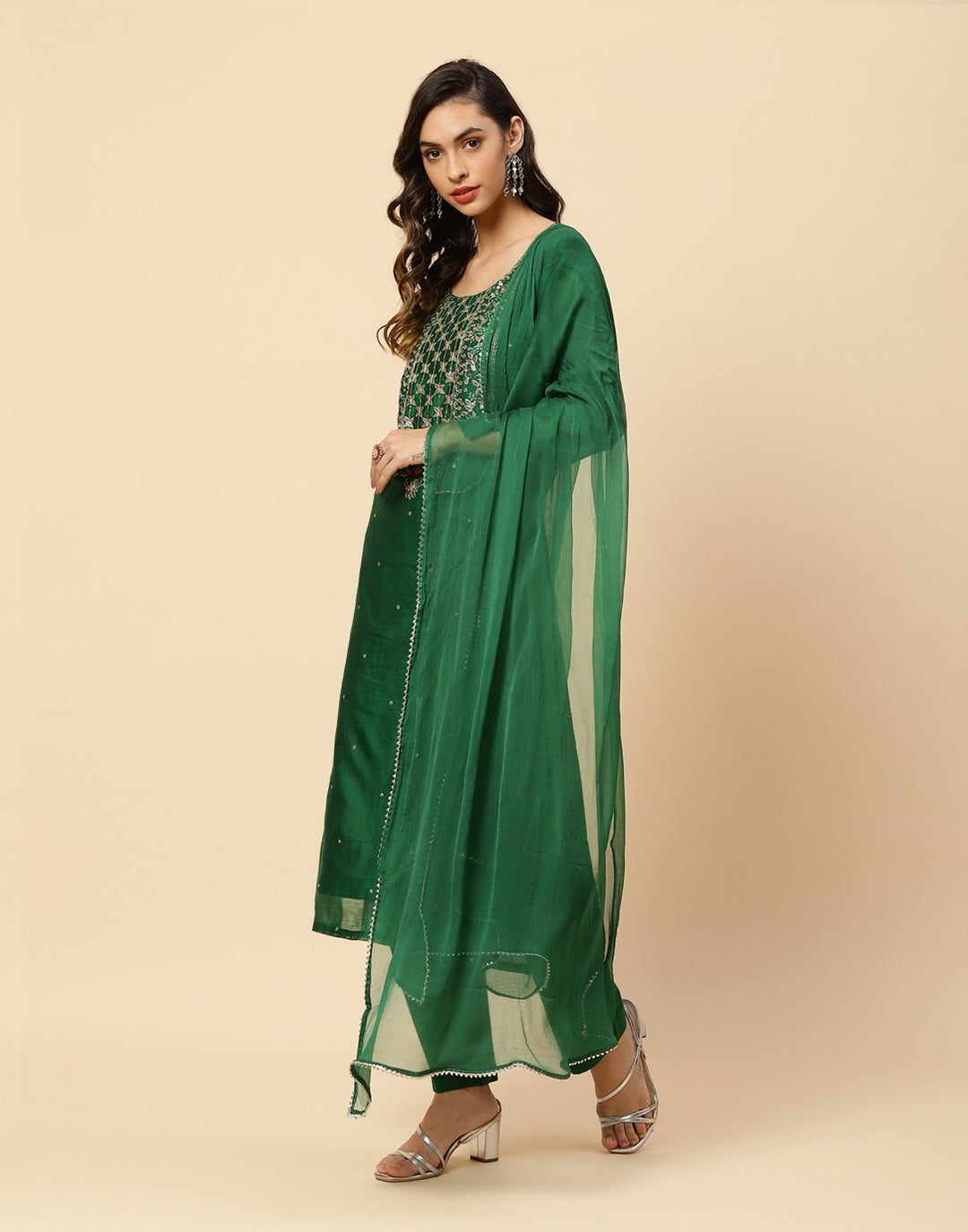 Embroidered Cotton Salwar Kameez Stitched Suit With Chiffon Dupatta