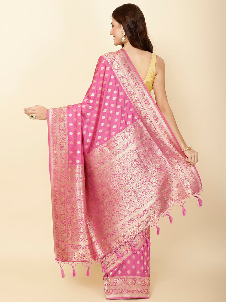 Zari Border Booti Woven Handloom Saree