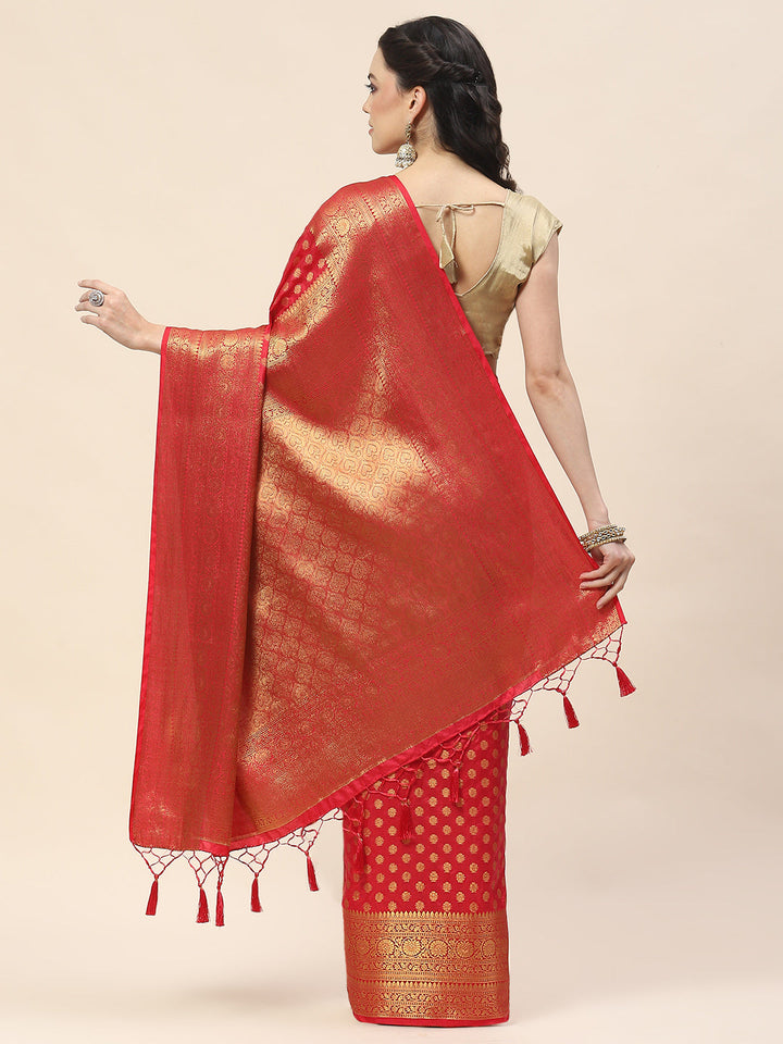 Zari Border Booti Woven Handloom Saree