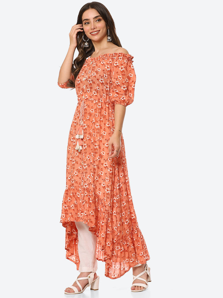 Floral Printed Muslin Kurta