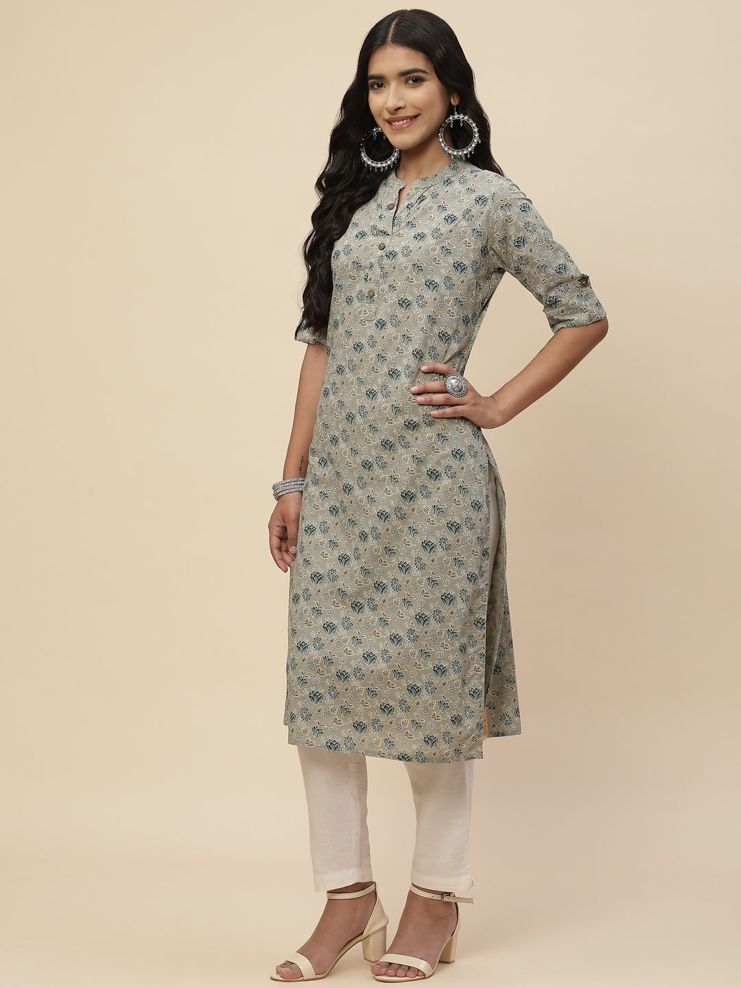 Floral Printed Cotton Kurta