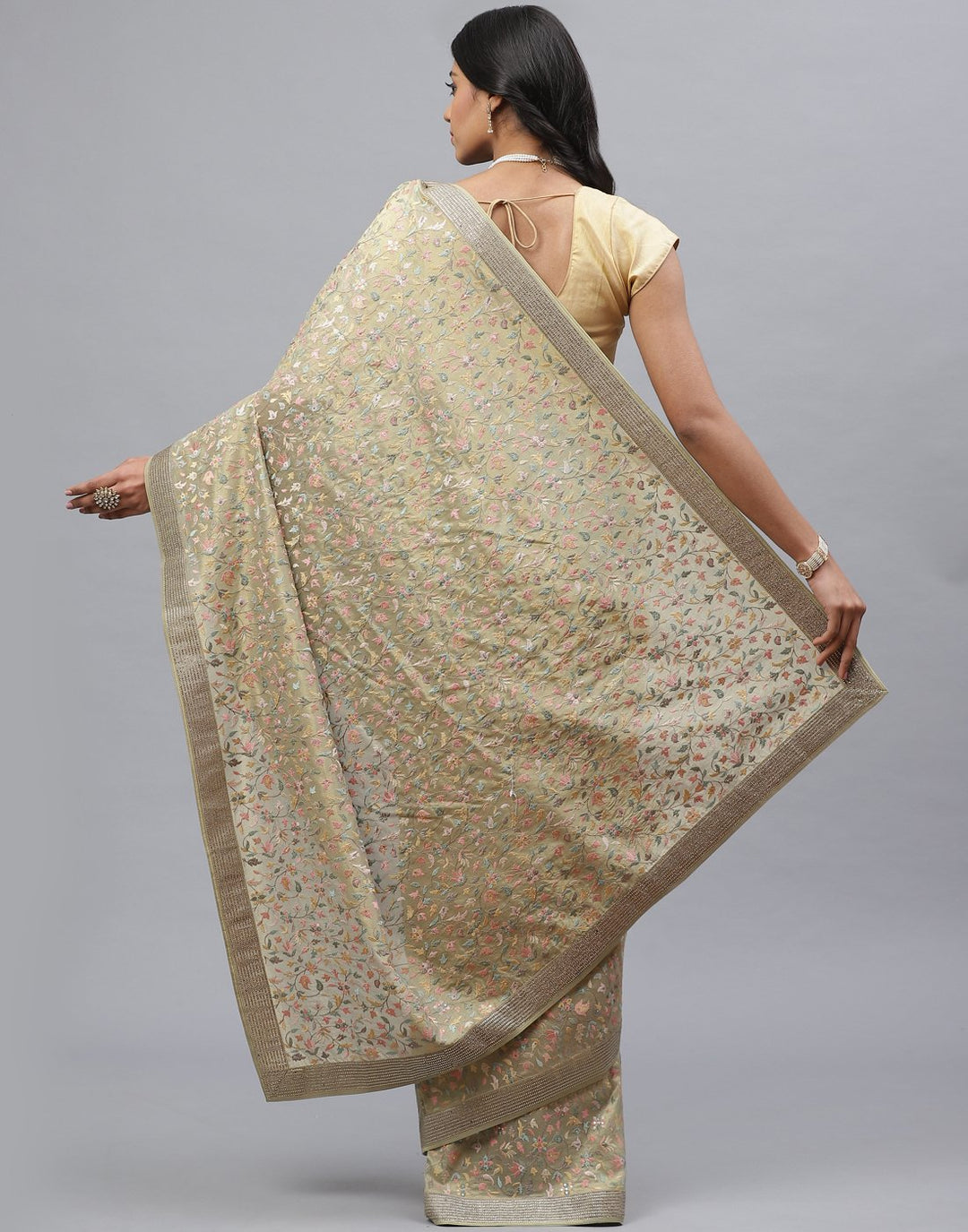 Cotton Tissue Embroidery Saree