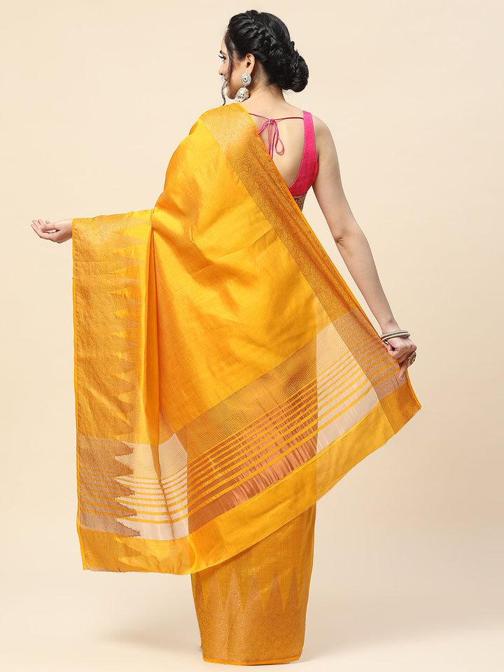 Plain Zari Border Handloom Woven Saree