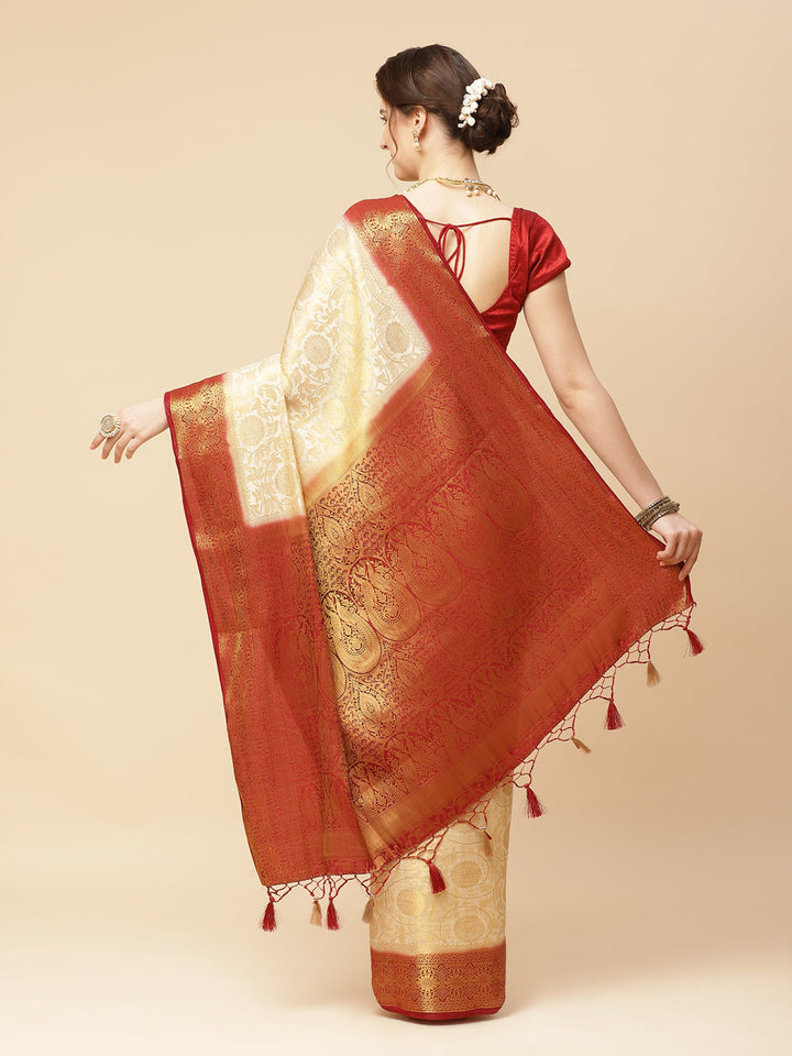 Zari Jaal Art Handloom Woven Saree