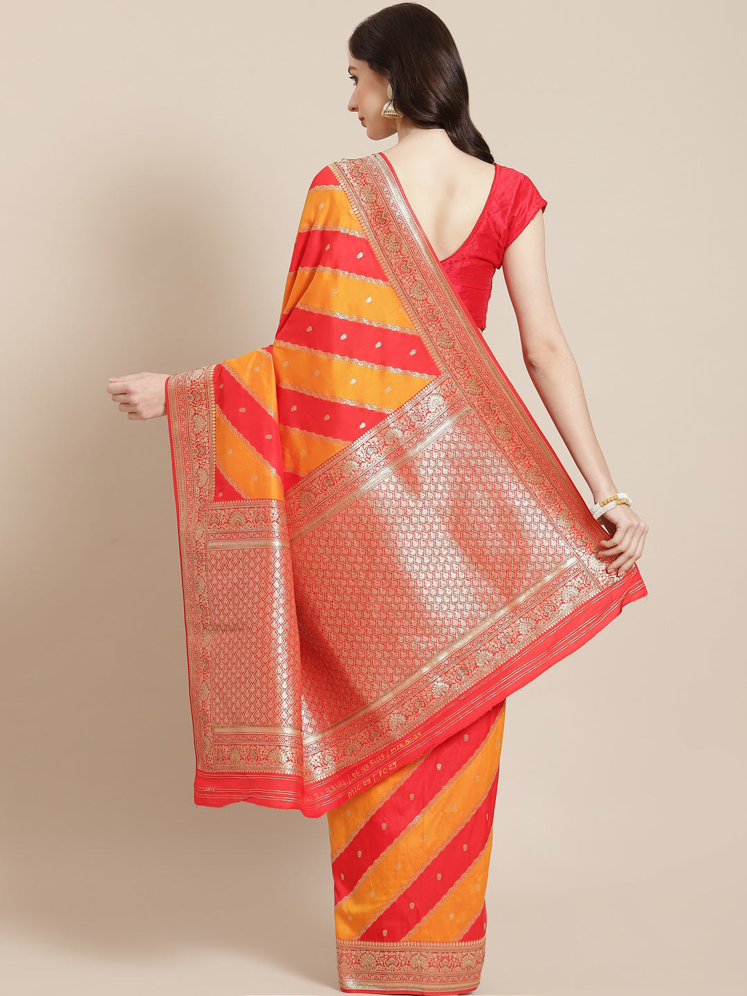 Brocade Zari Booti Art Handloom Woven Saree