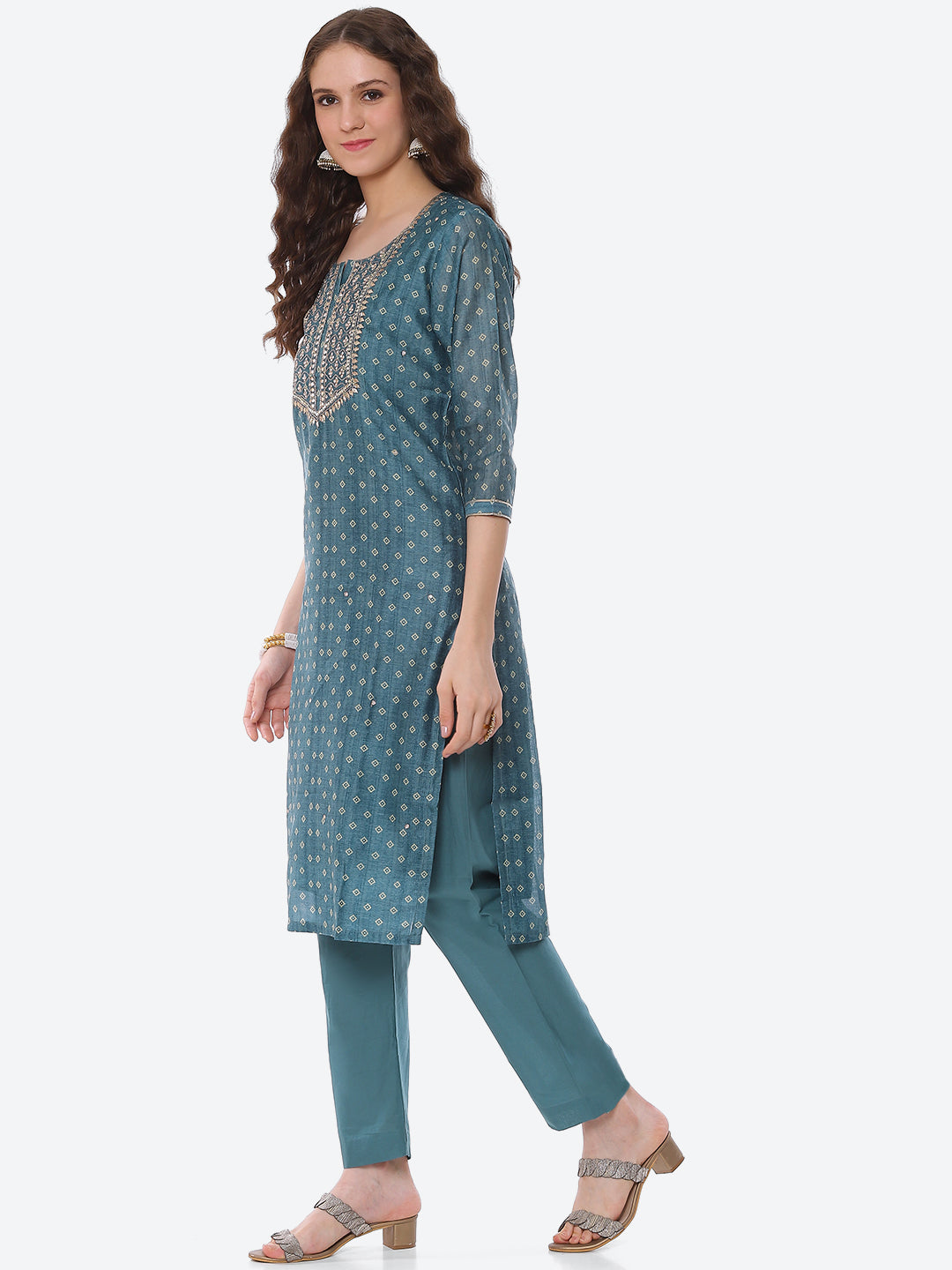 Mirror Gota Border Chanderi Kurta With Pant