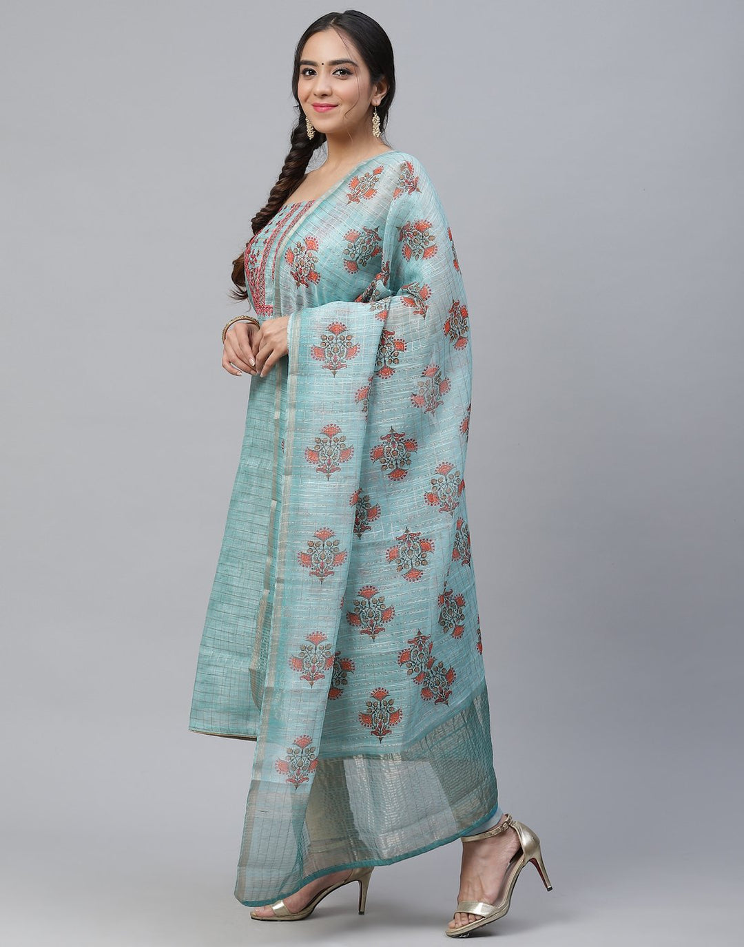 Chanderi Embroidered Suit Piece