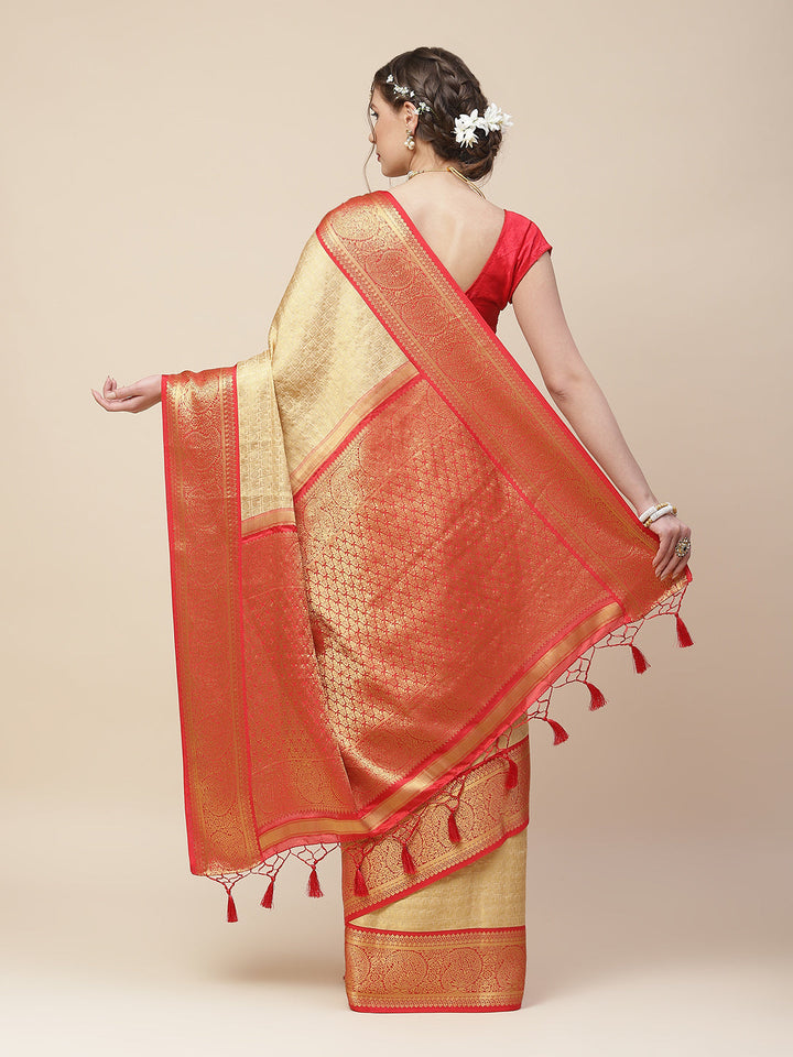 Zari Border Booti Art Handloom Woven Saree