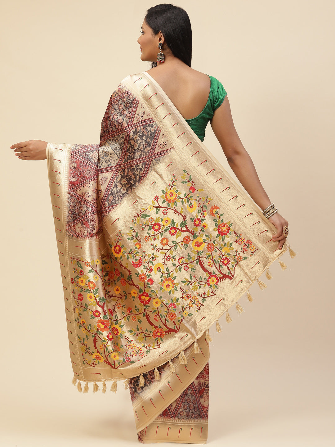 Digital Printed Satin Saree