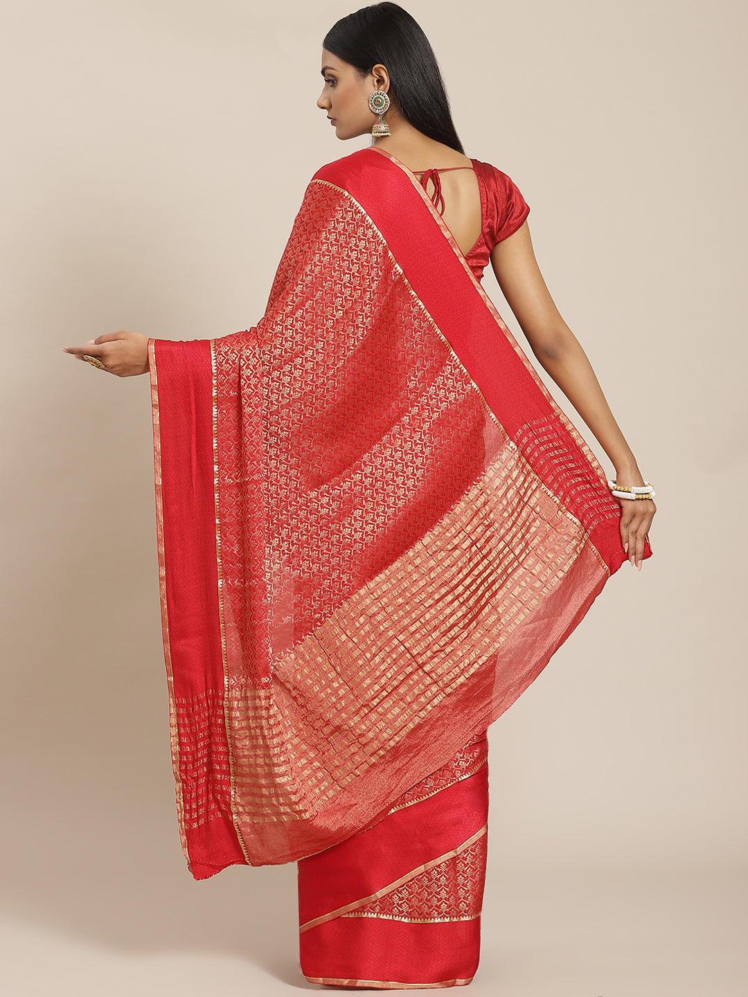 Brocade Zari Jaal Georgette Woven Saree