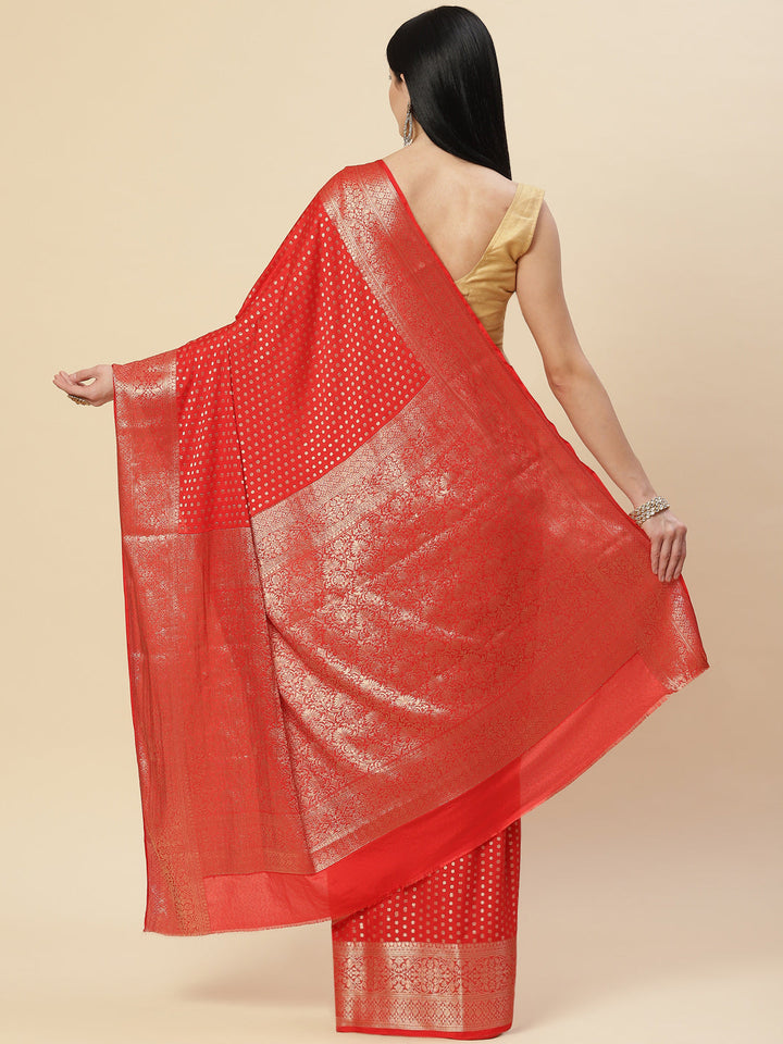 Zari Booti Georgette Plain Saree