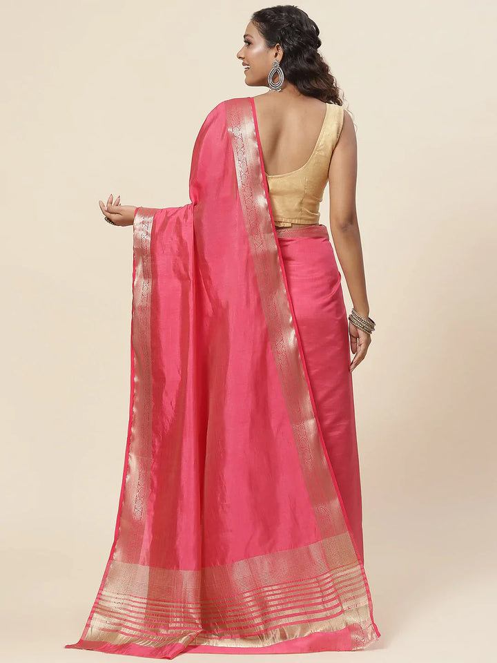 Plain Zari Border Handloom Woven Saree