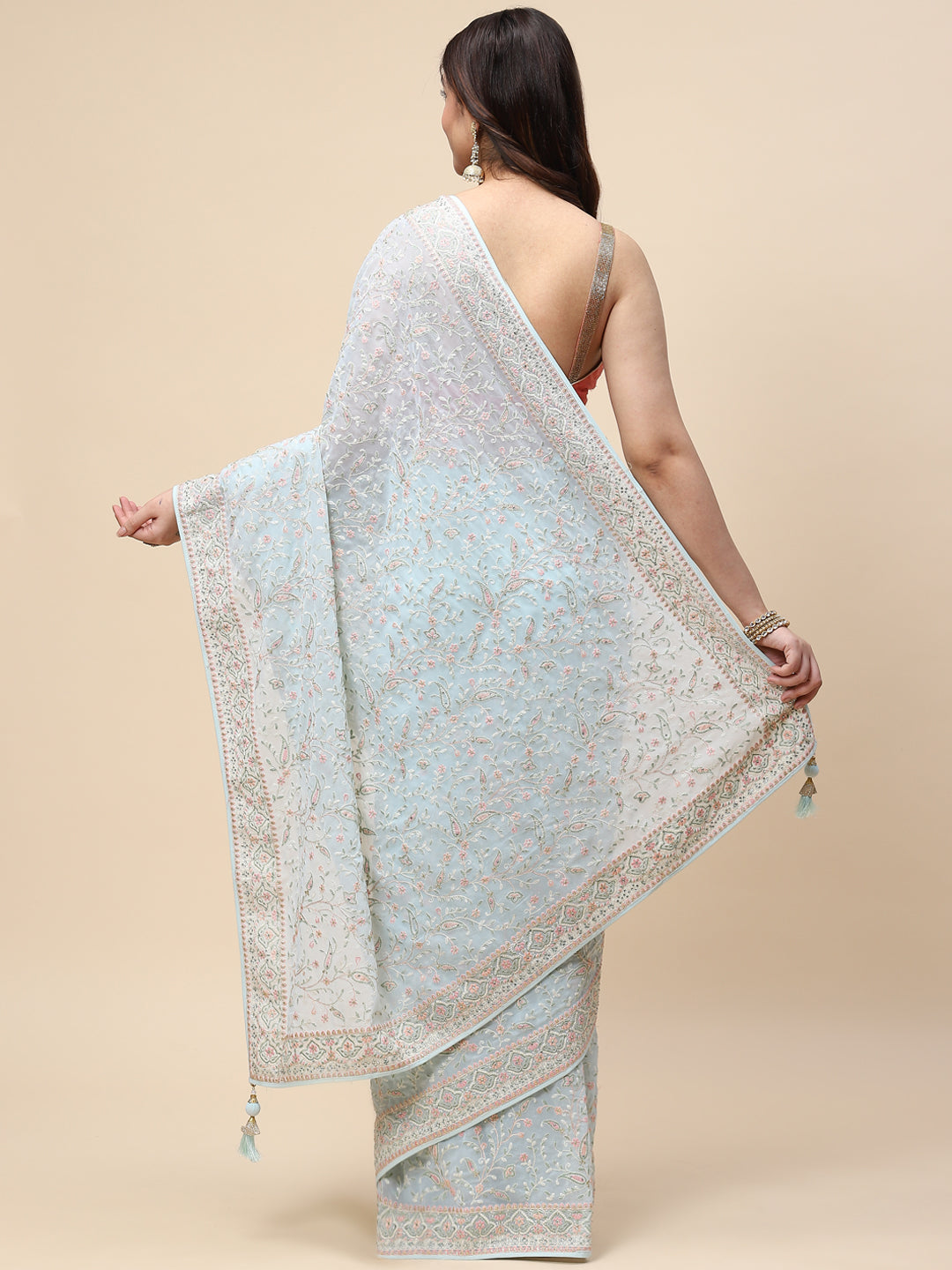 Resham Jaal Embroidered Georgette Saree