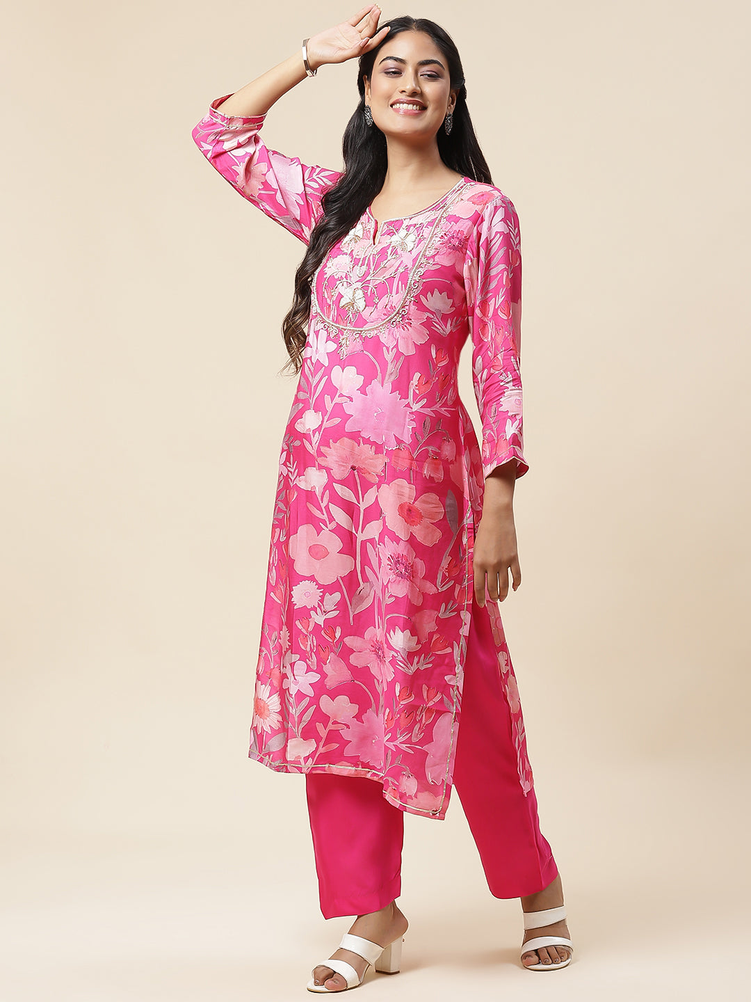 Printed Muslin Kurta With Pants