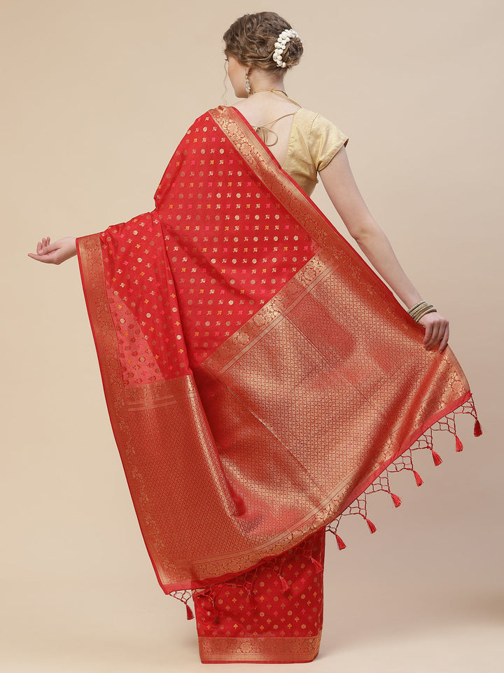 Brocade Zari Booti Art Handloom Woven Saree