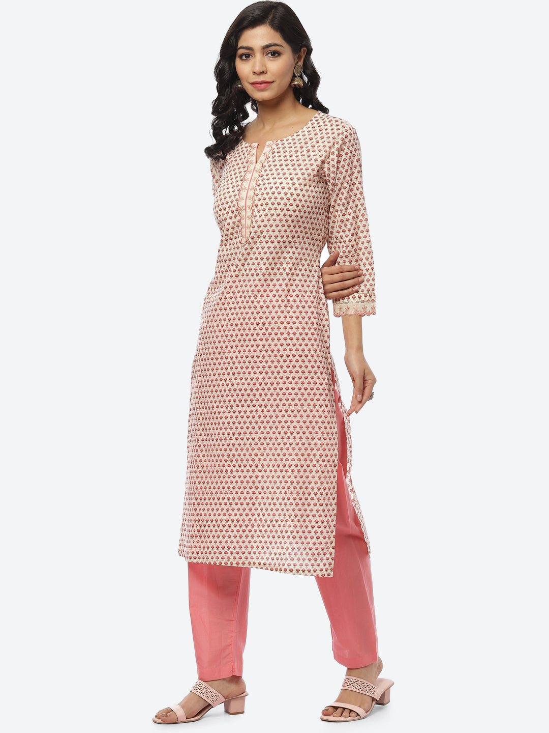 Floral Printed Cotton Kurti With Pant
