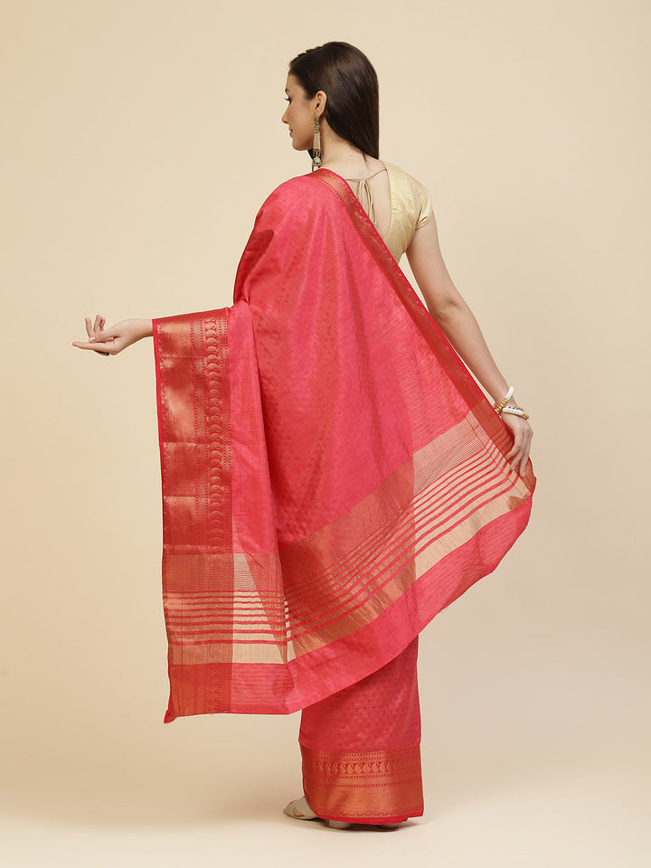 Zari Border Booti Tussar Woven Saree