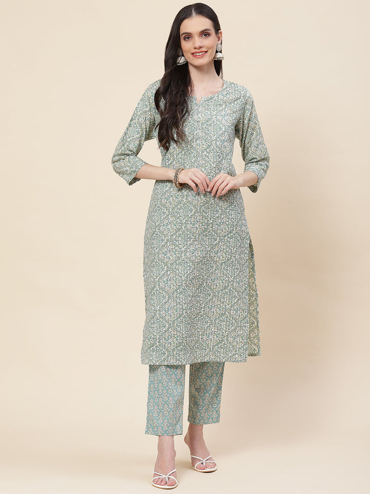 Printed Cotton Kurta With Pants