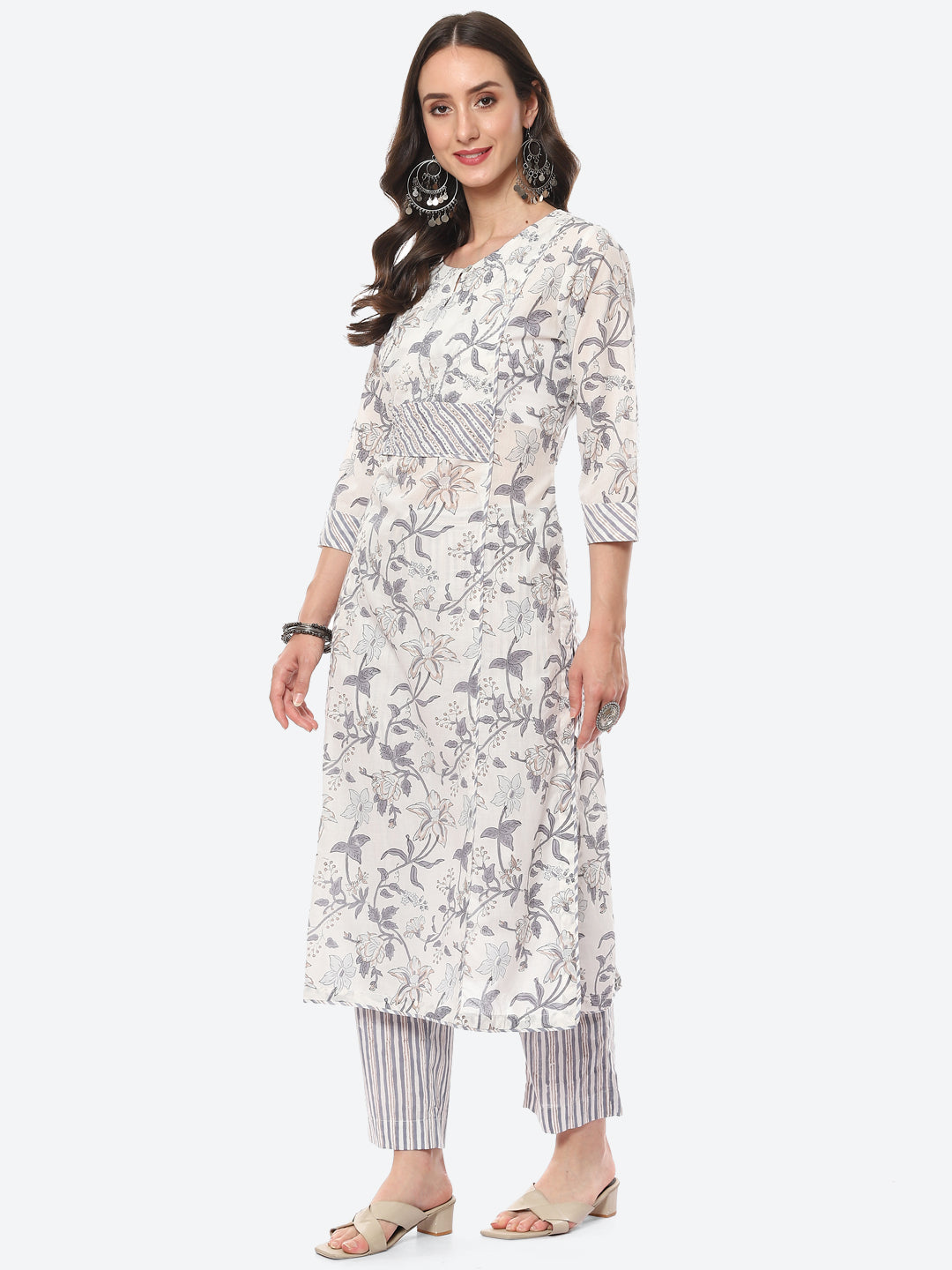 Floral Printed Cotton Kurta With Pant