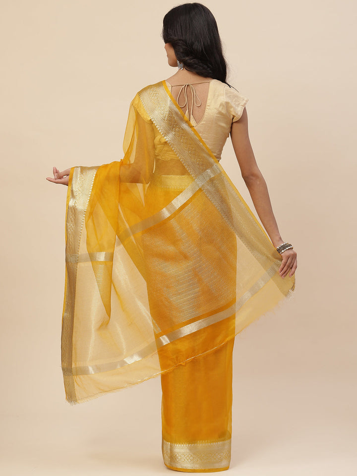 Zari Border Organza Plain Saree