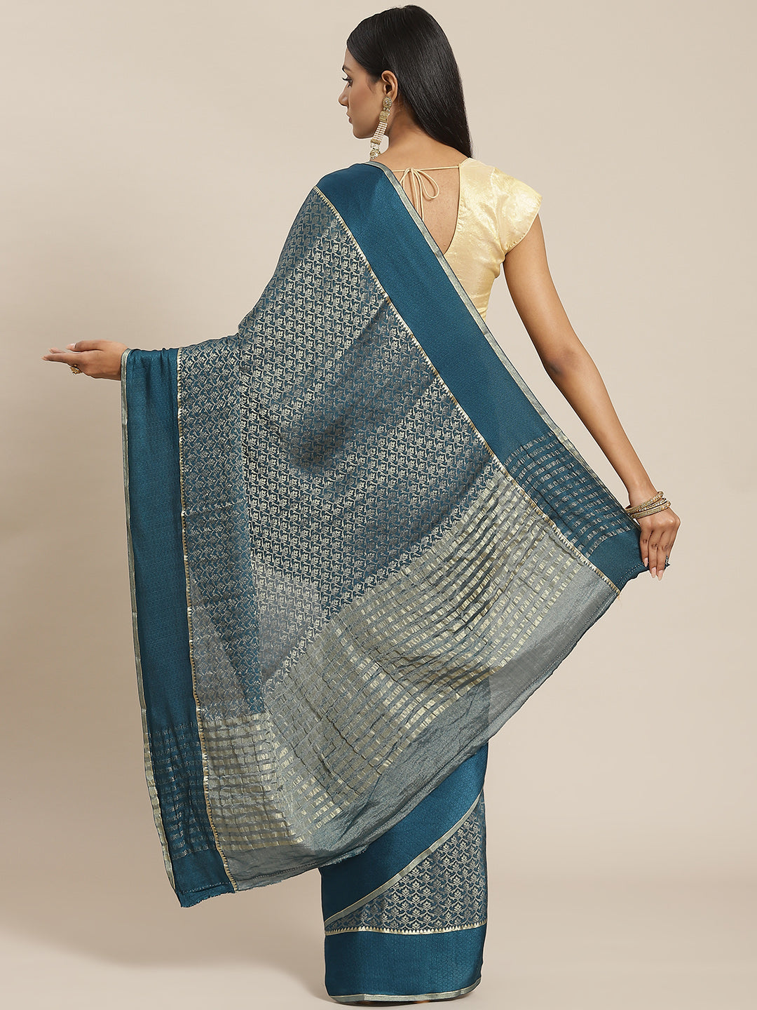 Brocade Zari Jaal Georgette Woven Saree
