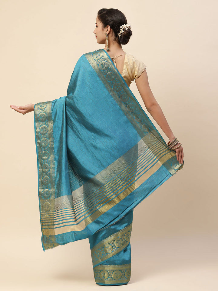 Plain Zari Border Art Handloom Woven Saree