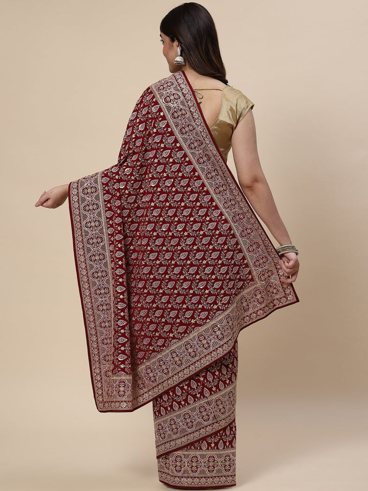 Sequin Embroidered Crepe Saree