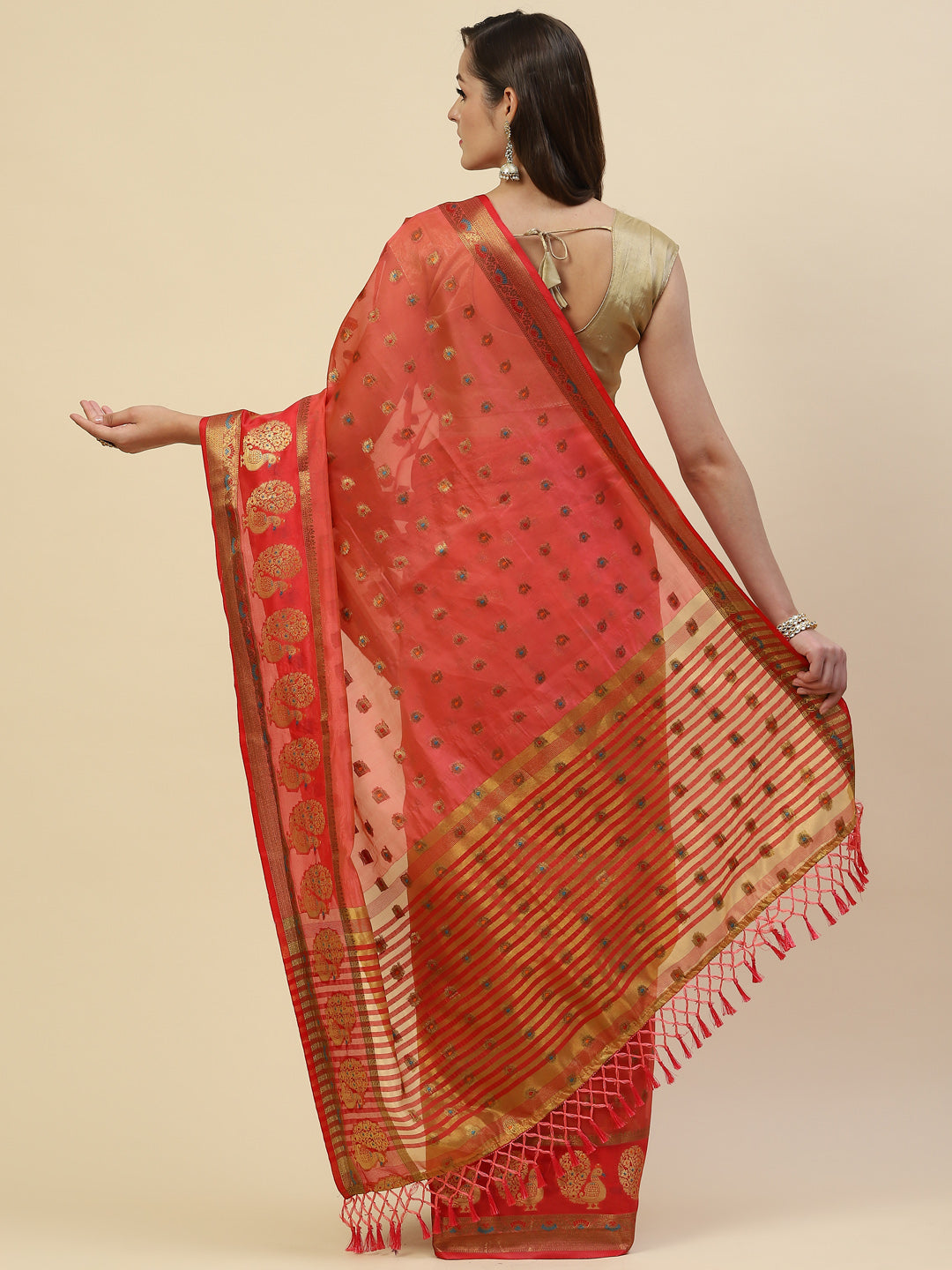 Zari Booti Cotton Woven Saree