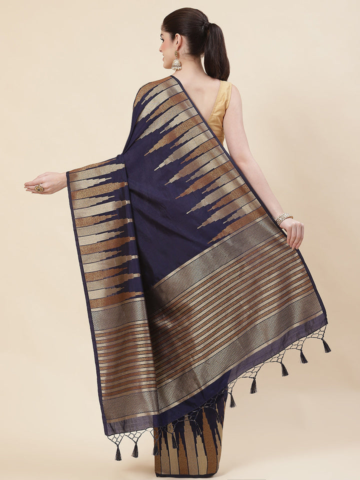 Plain Zari Border Handloom Woven Saree
