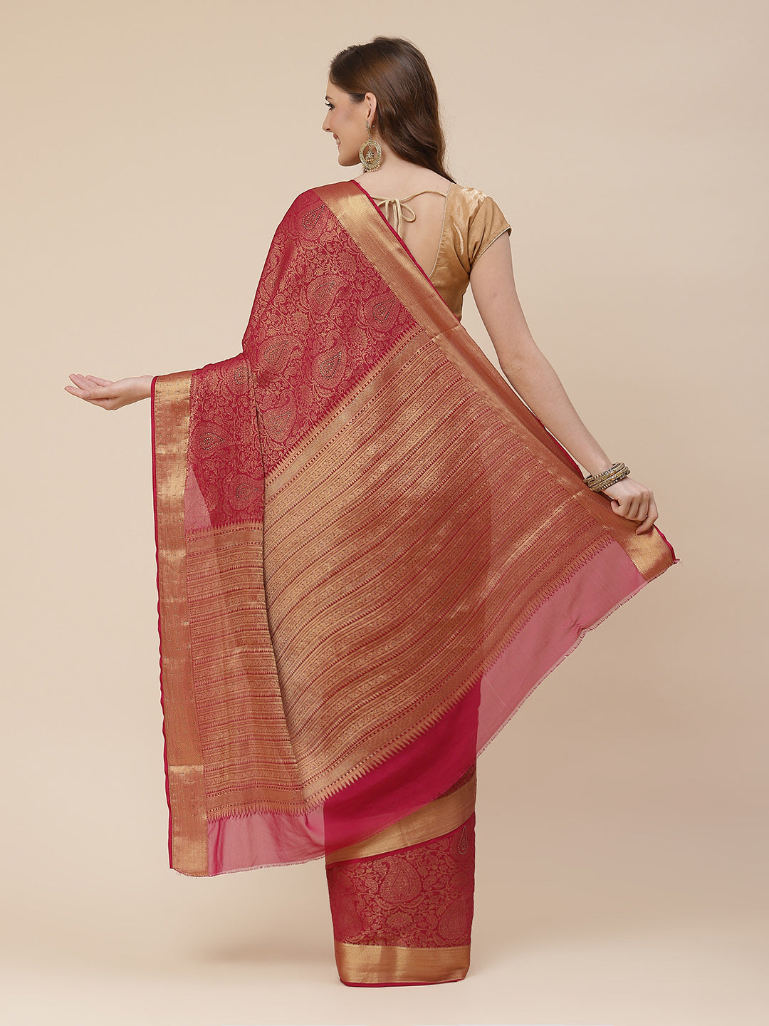 Light Brocade Georgette Plain Saree
