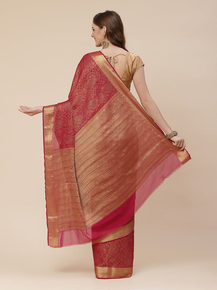 Light Brocade Georgette Plain Saree
