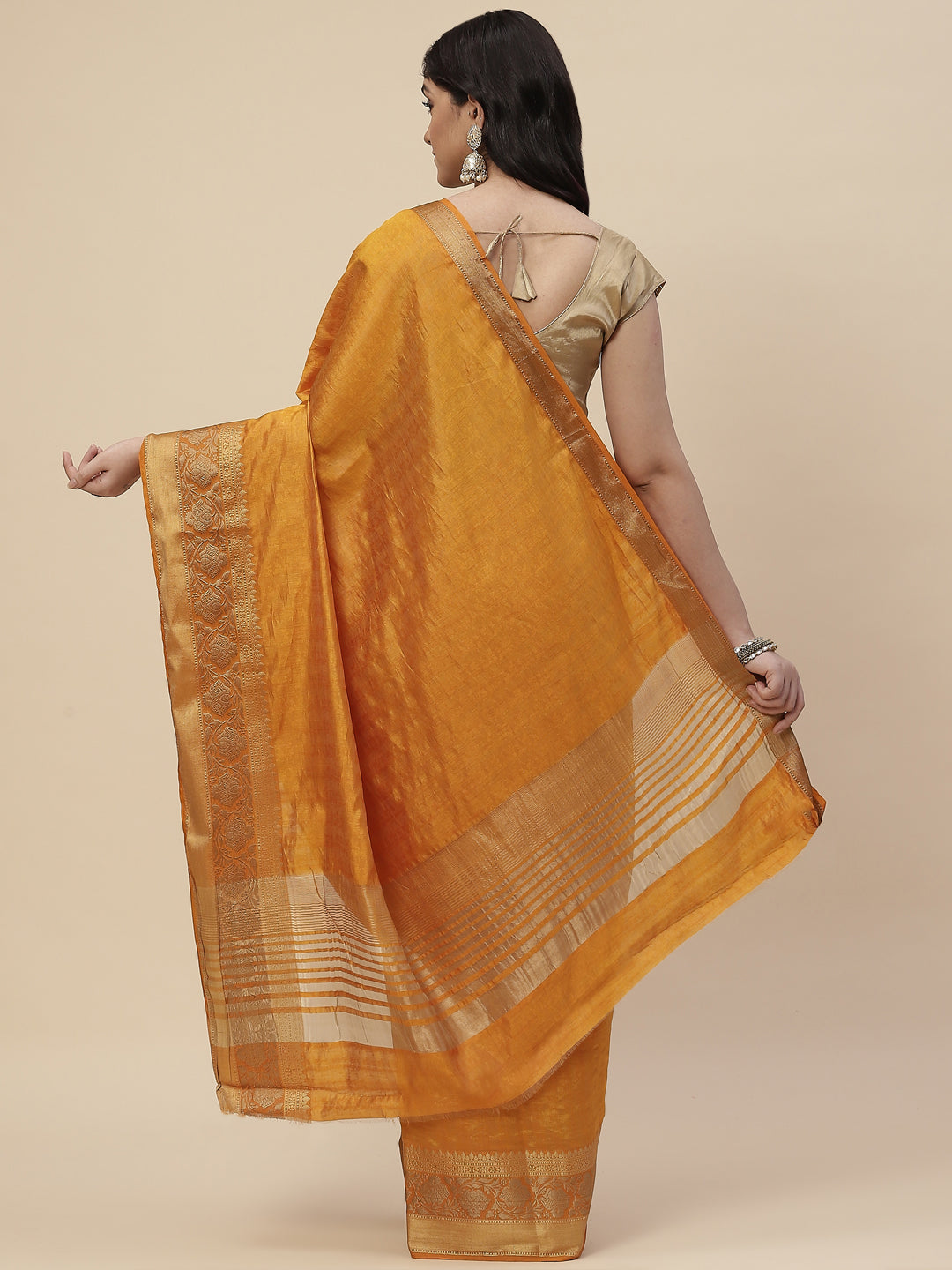 Plain Zari Border Handloom Woven Saree