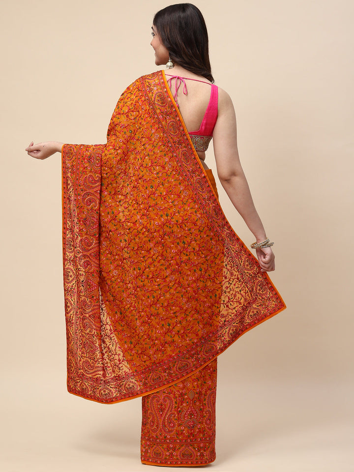 Resham Jaal Embroidered Georgette Saree