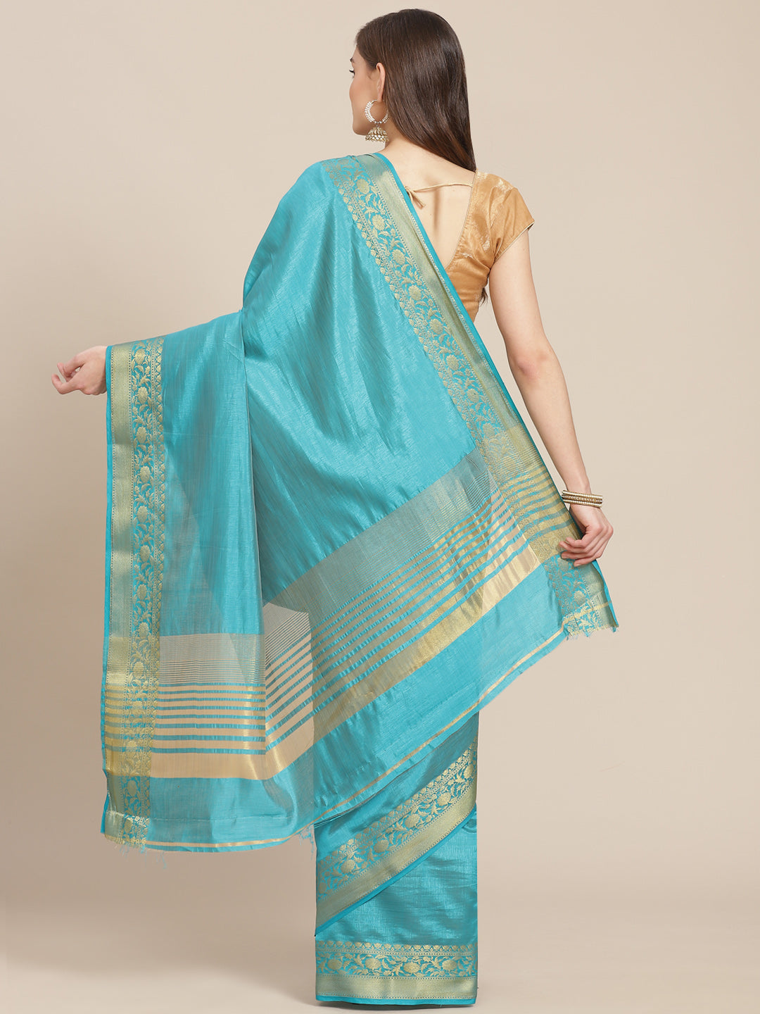 Plain Art Handloom Saree with  Zari Border