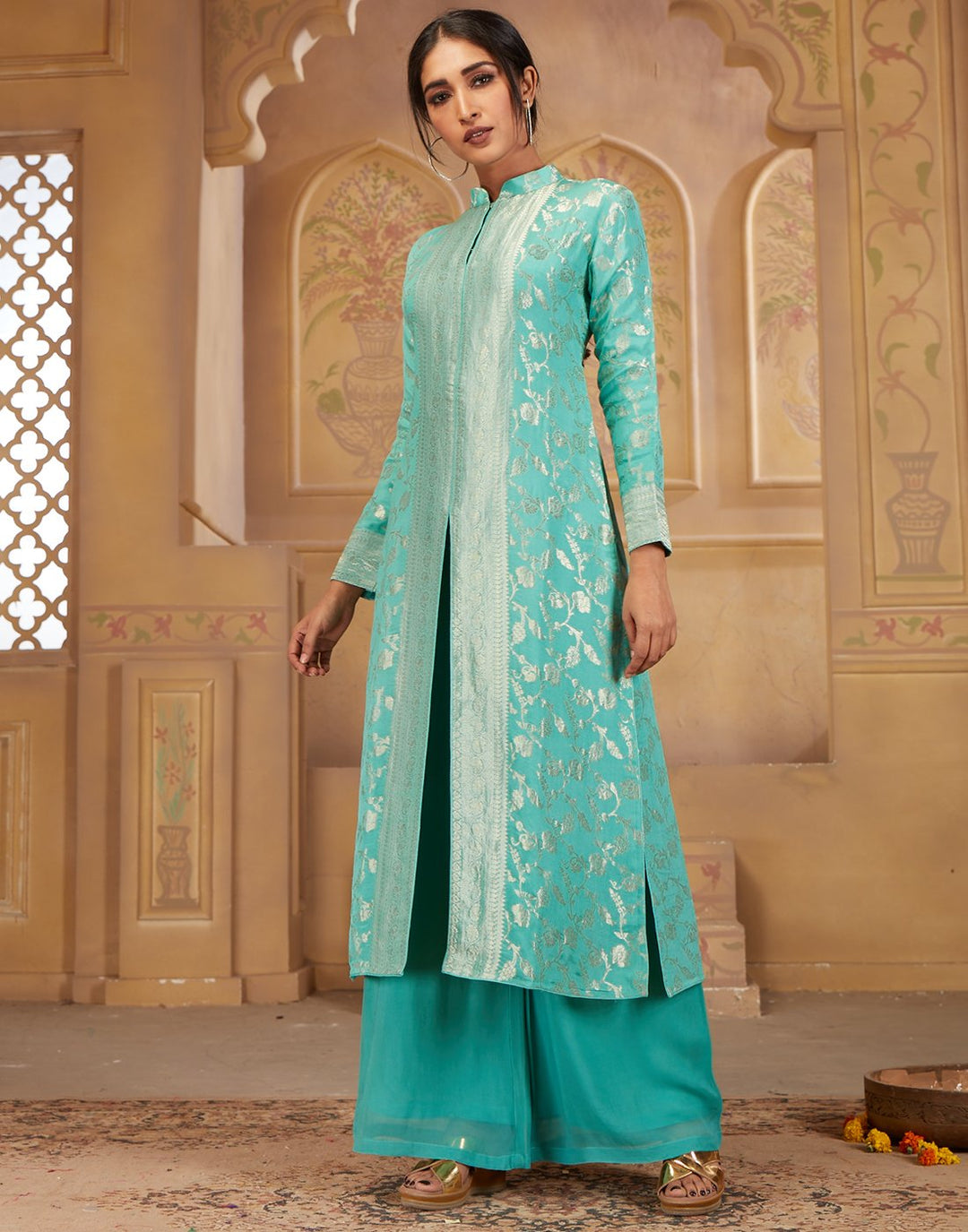 Firozee Georgette Kurti with Palazzo